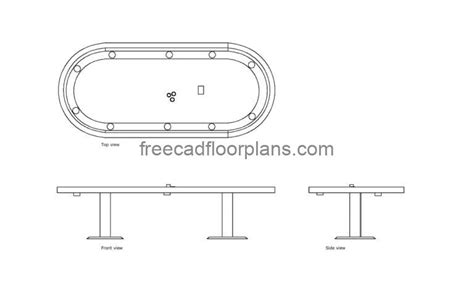 poker table dimensions dwg.